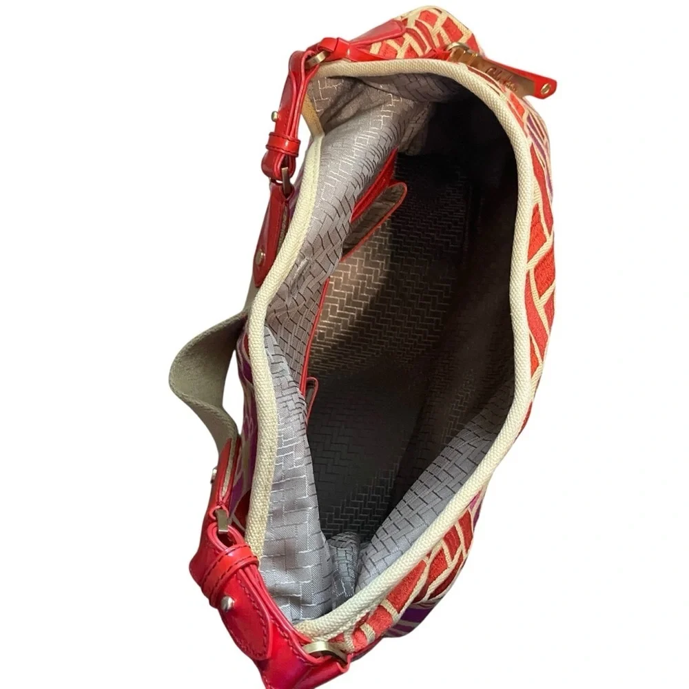 Cole Haan Red Colorful Jacquard Poolside Village Hobo Shoulder Bag